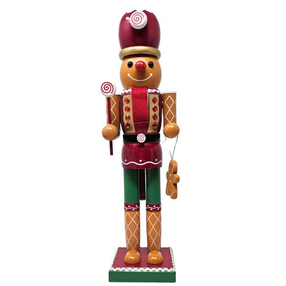 Gingerbread Peppermint Nutcracker 14", Candy Themed Decor Gift - Picture 5 of 5